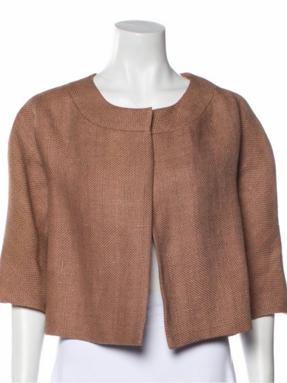 Marni Cropped Open-Front Basketweave Cardigan Jacket - Brown